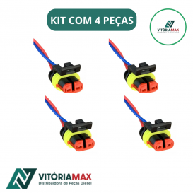 Kit 4 Conector Chicote 2 Vias Lanterna Led Lateral Carreta